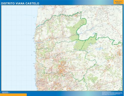 Mapa distrito Viana Castelo enmarcado plastificado 