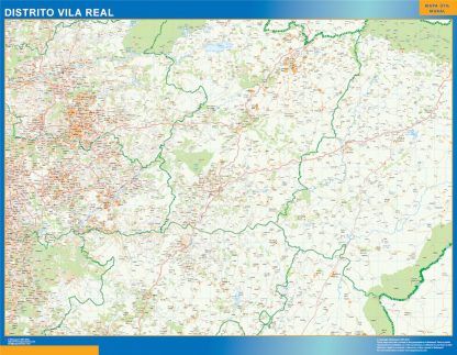 Mapa distrito Vila Real enmarcado plastificado 