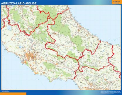 Mapa región Abruzzo enmarcado plastificado 