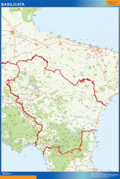 Mapa región Basilicata enmarcado plastificado 