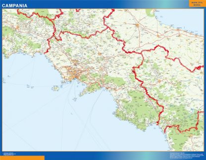 Mapa región Campania enmarcado plastificado 