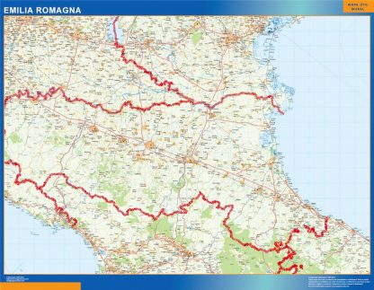 Mapa región Emilia Romagna enmarcado plastificado 