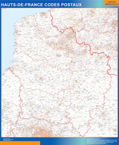 Mapa región Hauts de France postal enmarcado plastificado 