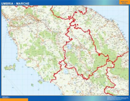 Mapa región Marche enmarcado plastificado 