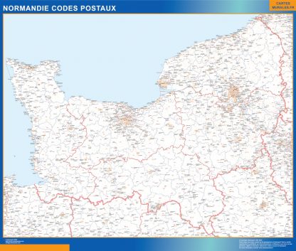 Mapa región Normandie postal enmarcado plastificado 