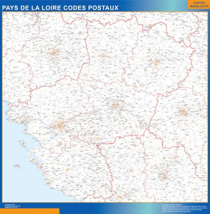 Mapa región Pays de la Loire postal enmarcado plastificado 