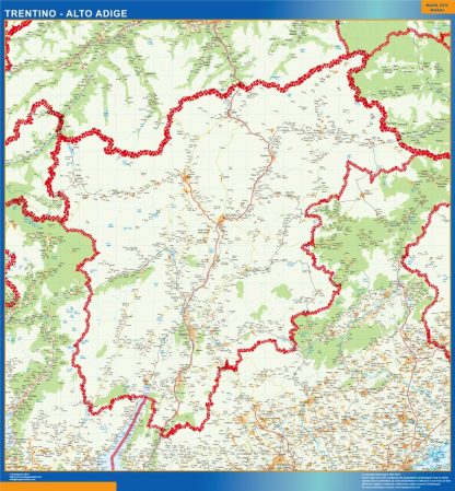 Mapa región Trentino Alto Adige enmarcado plastificado 