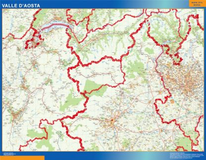 Mapa región Valle Aosta enmarcado plastificado 