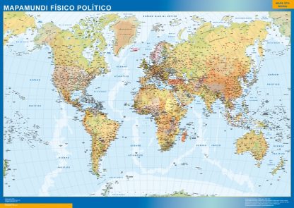 Mapamundi Fisico Politico enmarcado plastificado 