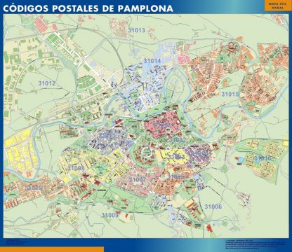 Pamplona códigos postales enmarcado plastificado 