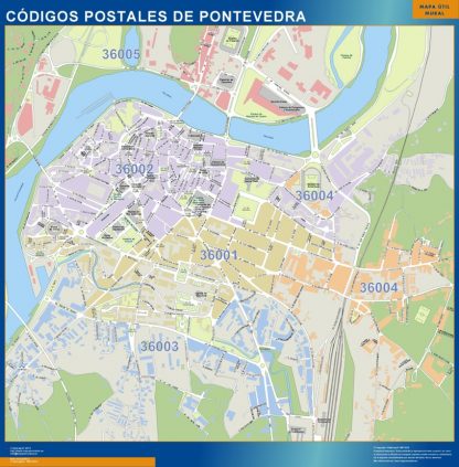 Pontevedra códigos postales enmarcado plastificado 