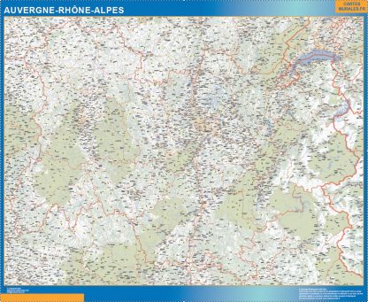 Region Auvergne-Rhone-Alpes enmarcado plastificado 