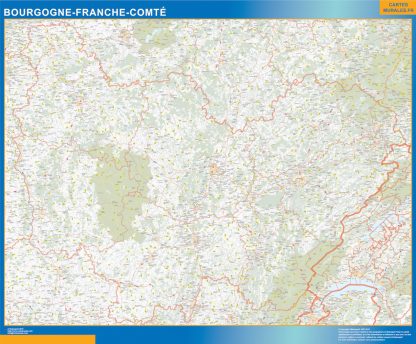 Region Bourgogne Franche Comte enmarcado plastificado 