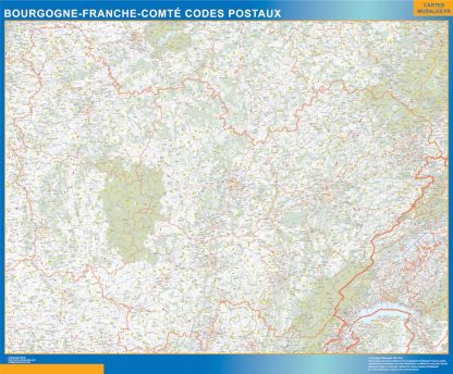 Región Bourgogne Franche Comte codigos postales enmarcado plastificado 