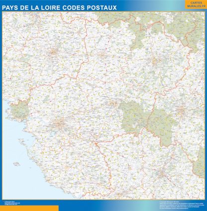 Región Pays de la Loire codigos postales enmarcado plastificado 