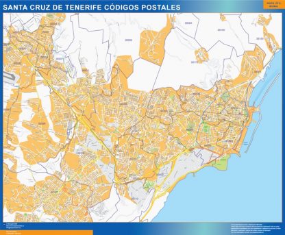 Santa Cruz de Tenerife códigos postales enmarcado plastificado 