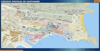 Santander códigos postales enmarcado plastificado 