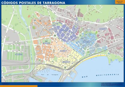 Tarragona códigos postales enmarcado plastificado 