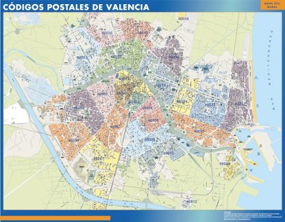 Valencia códigos postales enmarcado plastificado 